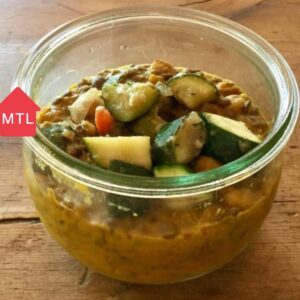 Dahl aux lentilles et pois chiche au lait de coco