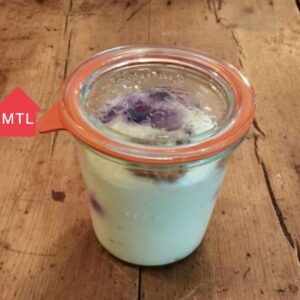 Gâteau au fromage et bleuets, crumble au miel