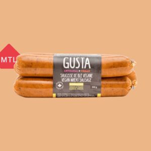 Saucisses Oktoberfest oignons fumés, végétariennes (emballage Gusta)