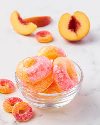Bonbon à la pêche lyophilisé